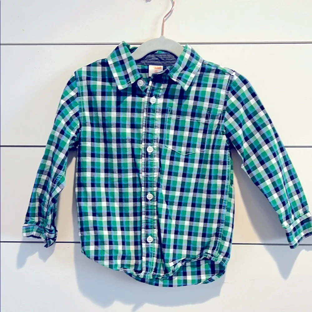 GYMBOREE boys dress shirt in Green and Blue checkered button down